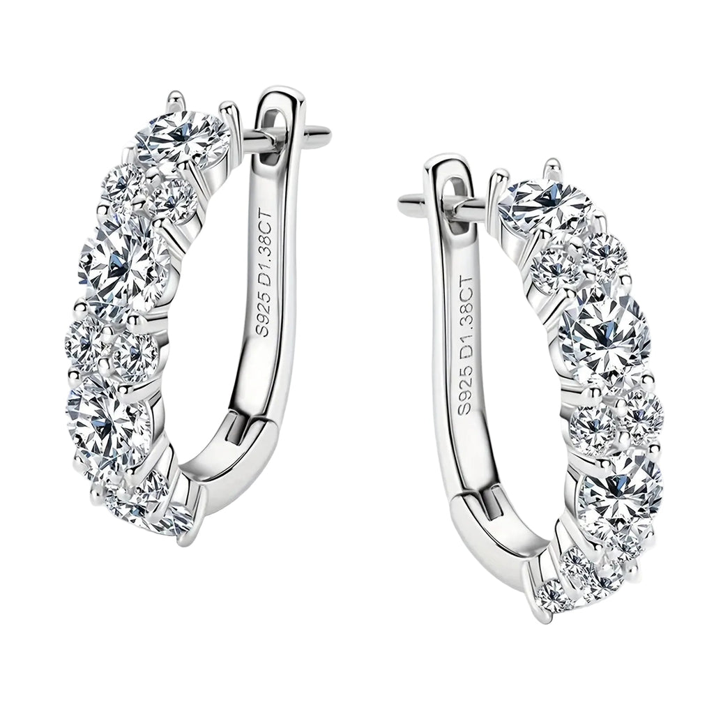 925 Sterling Silver Two-Tone Moissanite Stud Earrings – Elegant Women's Jewelry