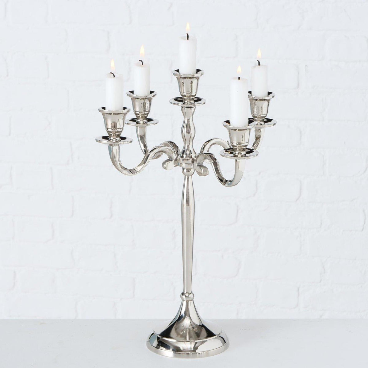 Boltze home candlestick silver 27x38cm