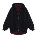 Men's Spliced Two-in-One Solid Color Zipper Hoodie Sweatshirt