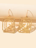Female Jewelry Fashion Design Gold Plated Hollow Geometric Square Hook Earrings