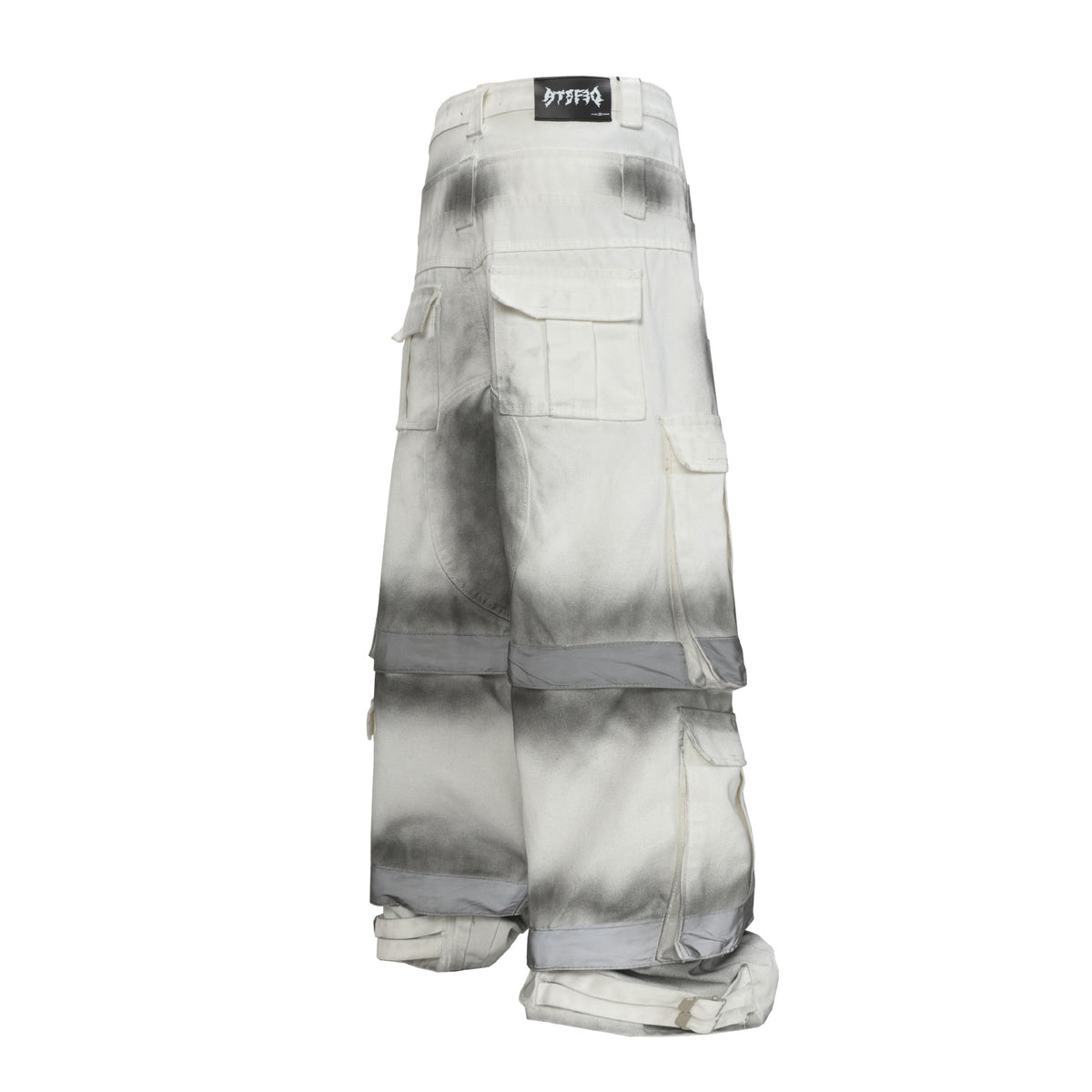 Inkjet multi bag dark workwear wide leg pants
