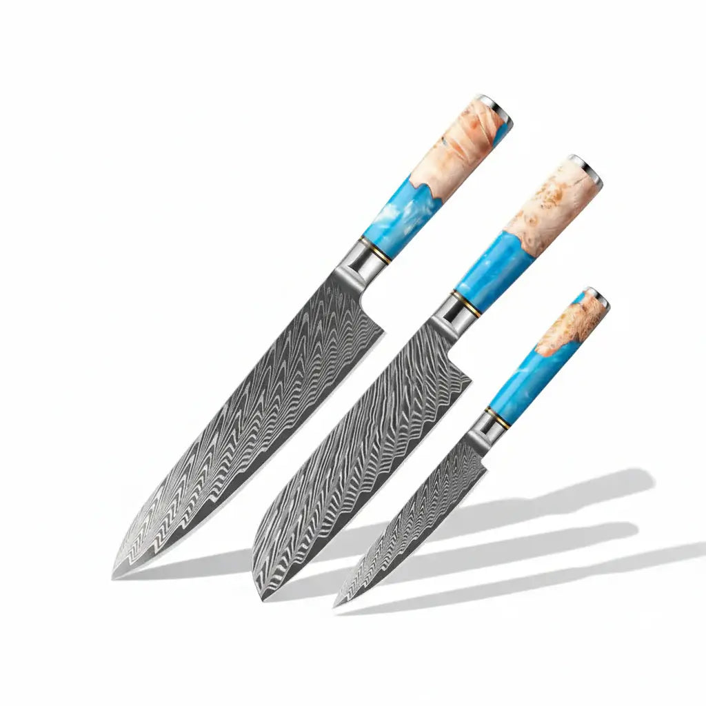67 Layer Damascus Kitchen Knife Set Knives with Wooden Handle