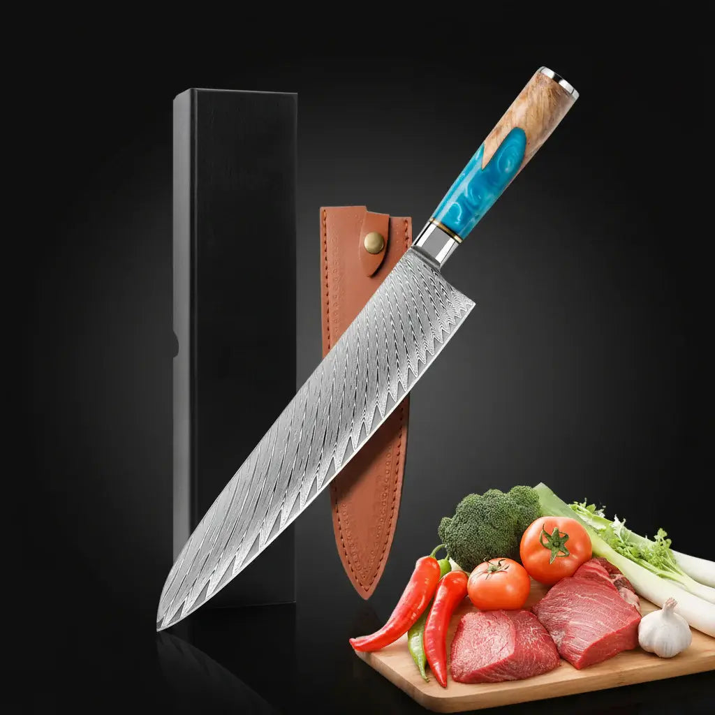 67 Layer Damascus Kitchen Knife Set Knives with Wooden Handle