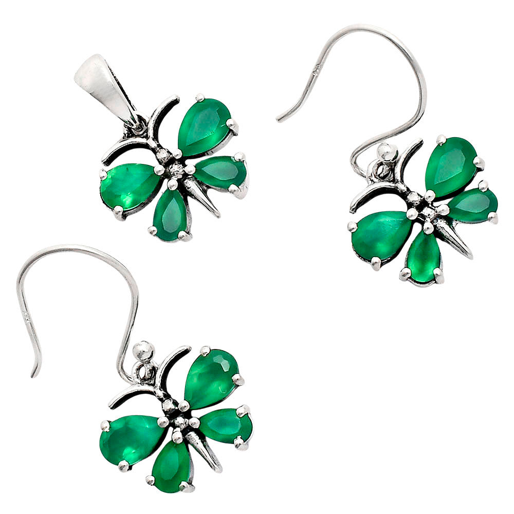 Butterfly Gemstone Jewelry Set 925 Sterling Silver Earrings Pendant AGT1003 T-1014