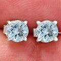 925 Sterling Silver Round Gemstone Stud Earrings – Birthstone Jewelry DGE1073 E-1017