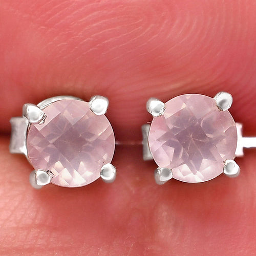 925 Sterling Silver Round Gemstone Stud Earrings – Birthstone Jewelry DGE1073 E-1017