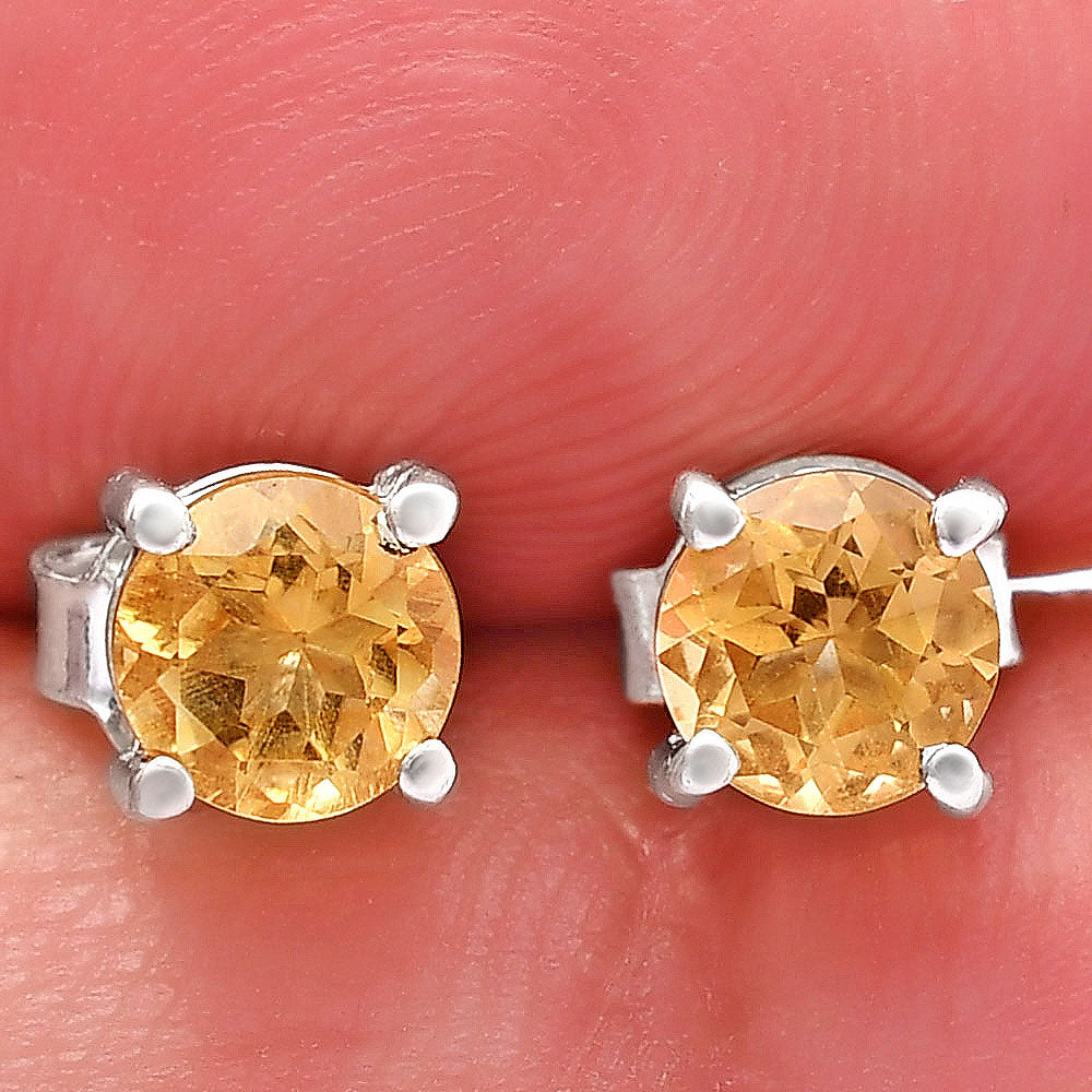 925 Sterling Silver Round Gemstone Stud Earrings – Birthstone Jewelry DGE1073 E-1017