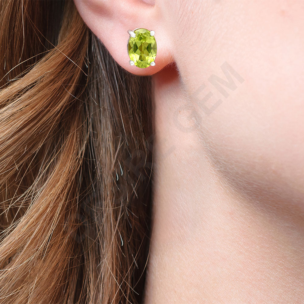 925 Sterling Silver Oval Gemstone Stud Earrings – Birthstone Jewelry DGE1075 E-1017