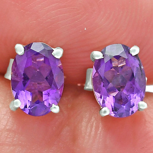 925 Sterling Silver Oval Gemstone Stud Earrings – Birthstone Jewelry DGE1075 E-1017