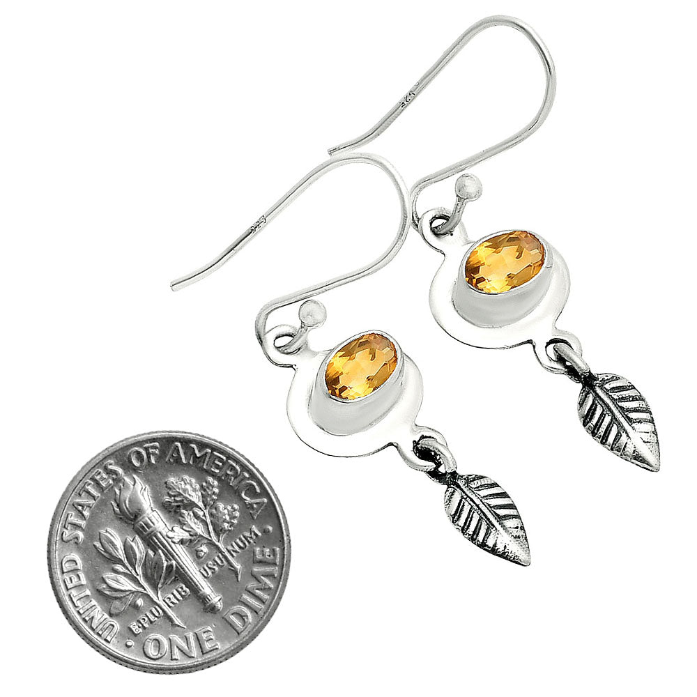 925 Sterling Silver Gemstone Leaf Dangle Earrings Handmade Jewelry DGE1092 E-1230