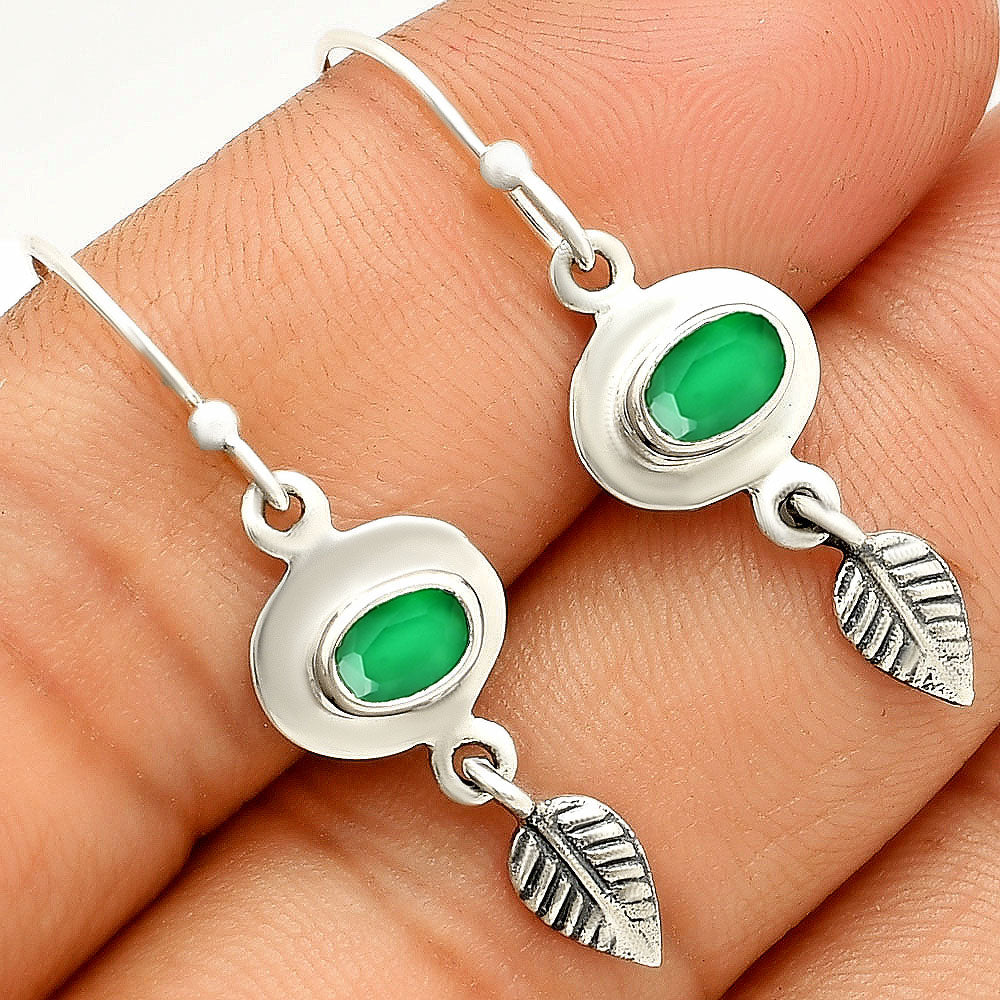 925 Sterling Silver Gemstone Leaf Dangle Earrings Handmade Jewelry DGE1092 E-1230