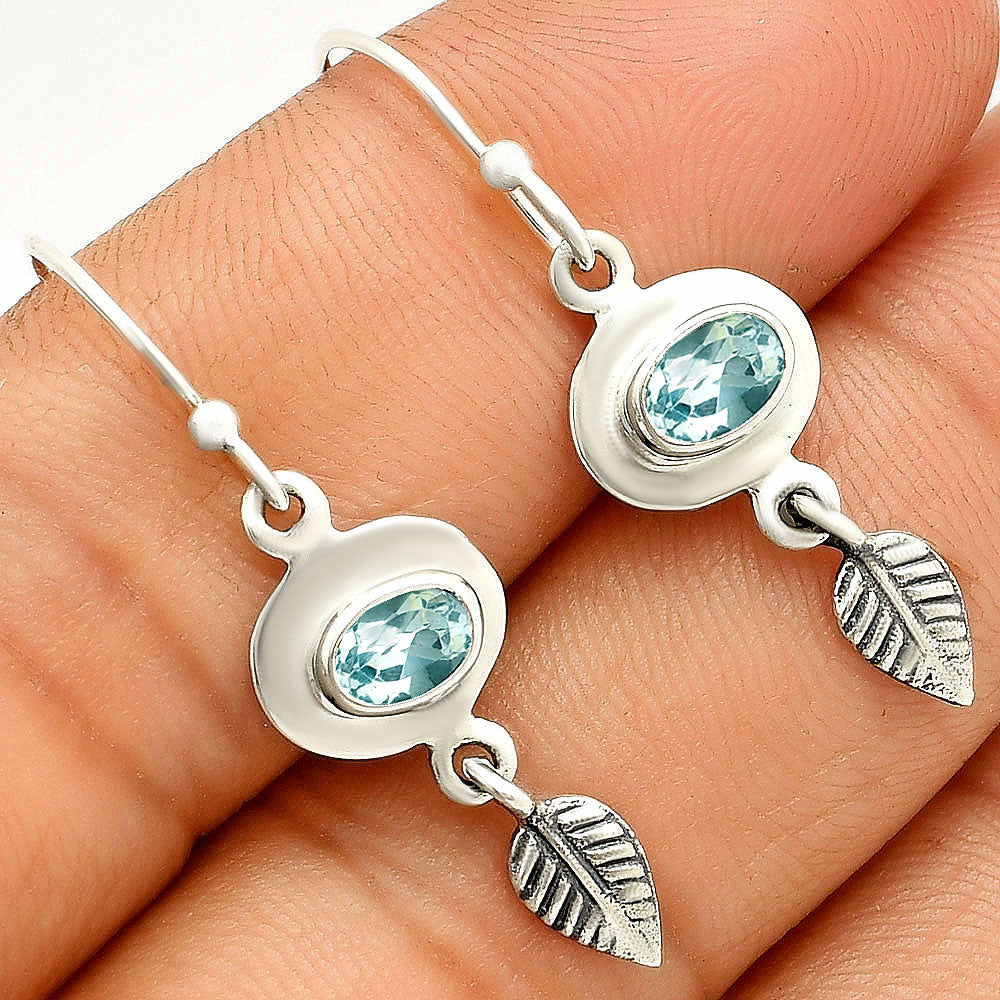 925 Sterling Silver Gemstone Leaf Dangle Earrings Handmade Jewelry DGE1092 E-1230