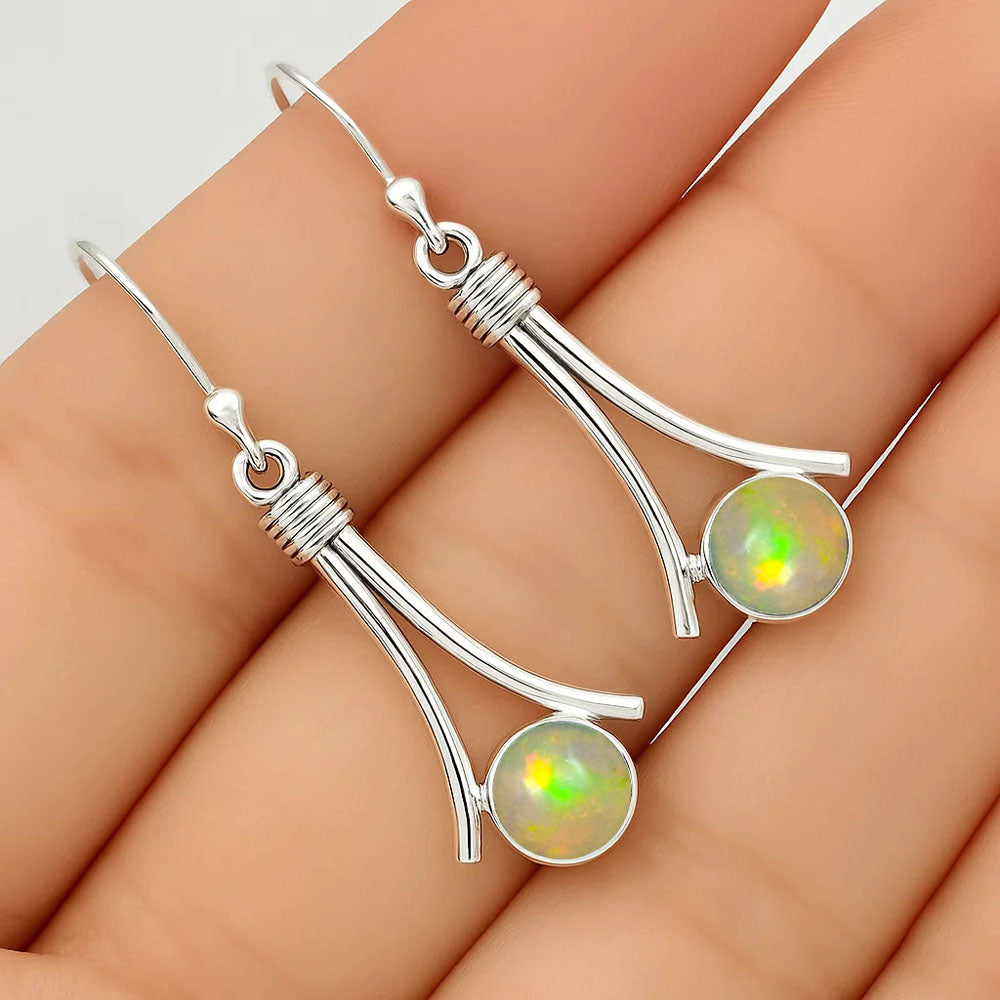 925 Sterling Silver Gemstone Dangle Earrings Handmade Modern Jewelry DGE1093 E-1046