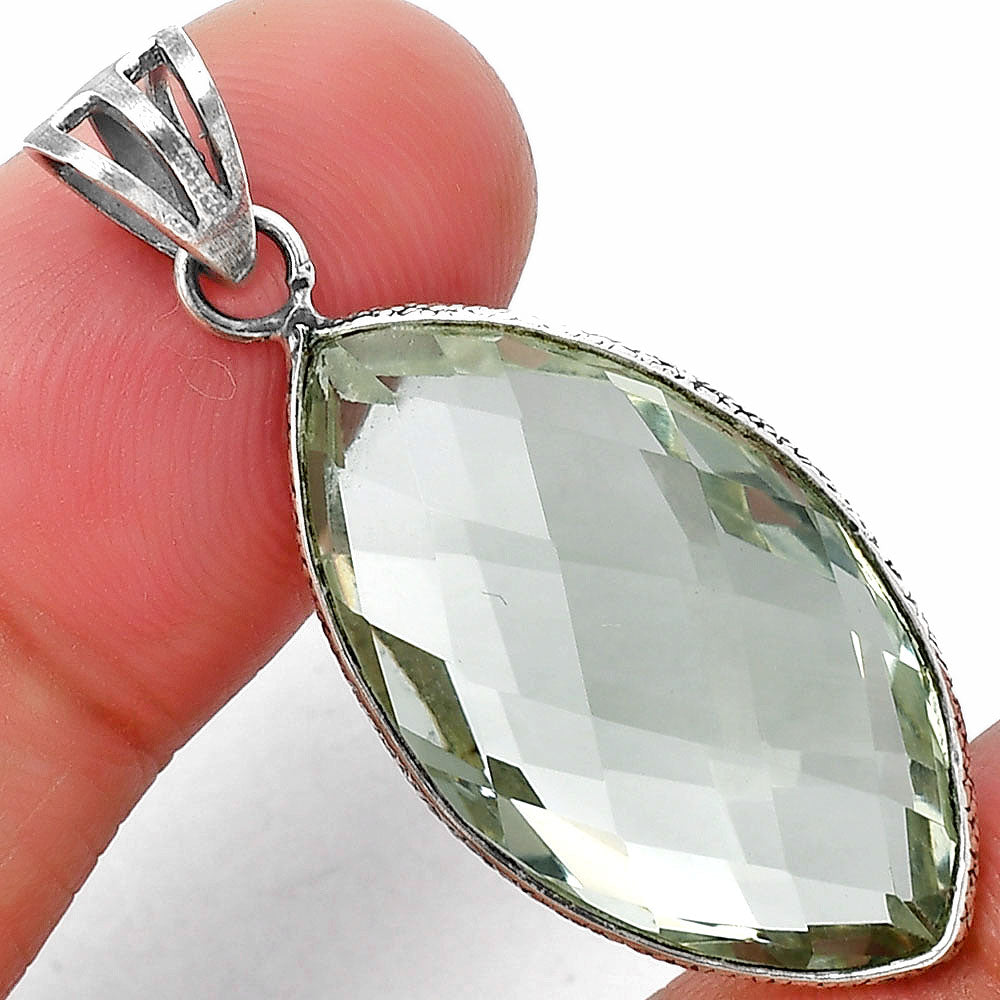 925 Silver Faceted Marquise Gemstone Pendant Handmade Fine Jewelry DGP1006 P-1053