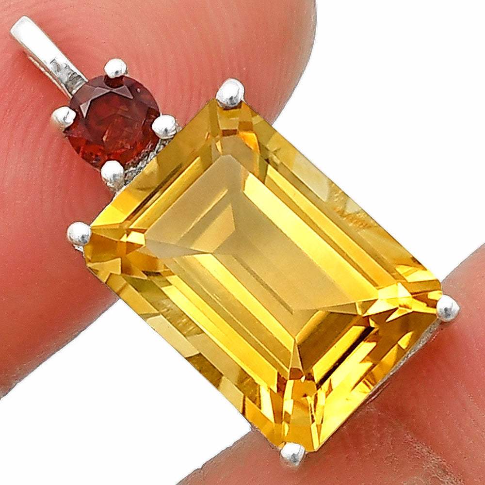925 Sterling Silver Rectangle Gemstone Pendant Handmade Fine Jewelry DGP1010 P-1113