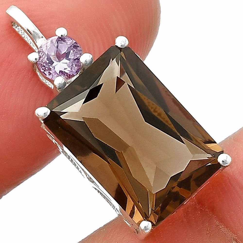 925 Sterling Silver Rectangle Gemstone Pendant Handmade Fine Jewelry DGP1010 P-1113