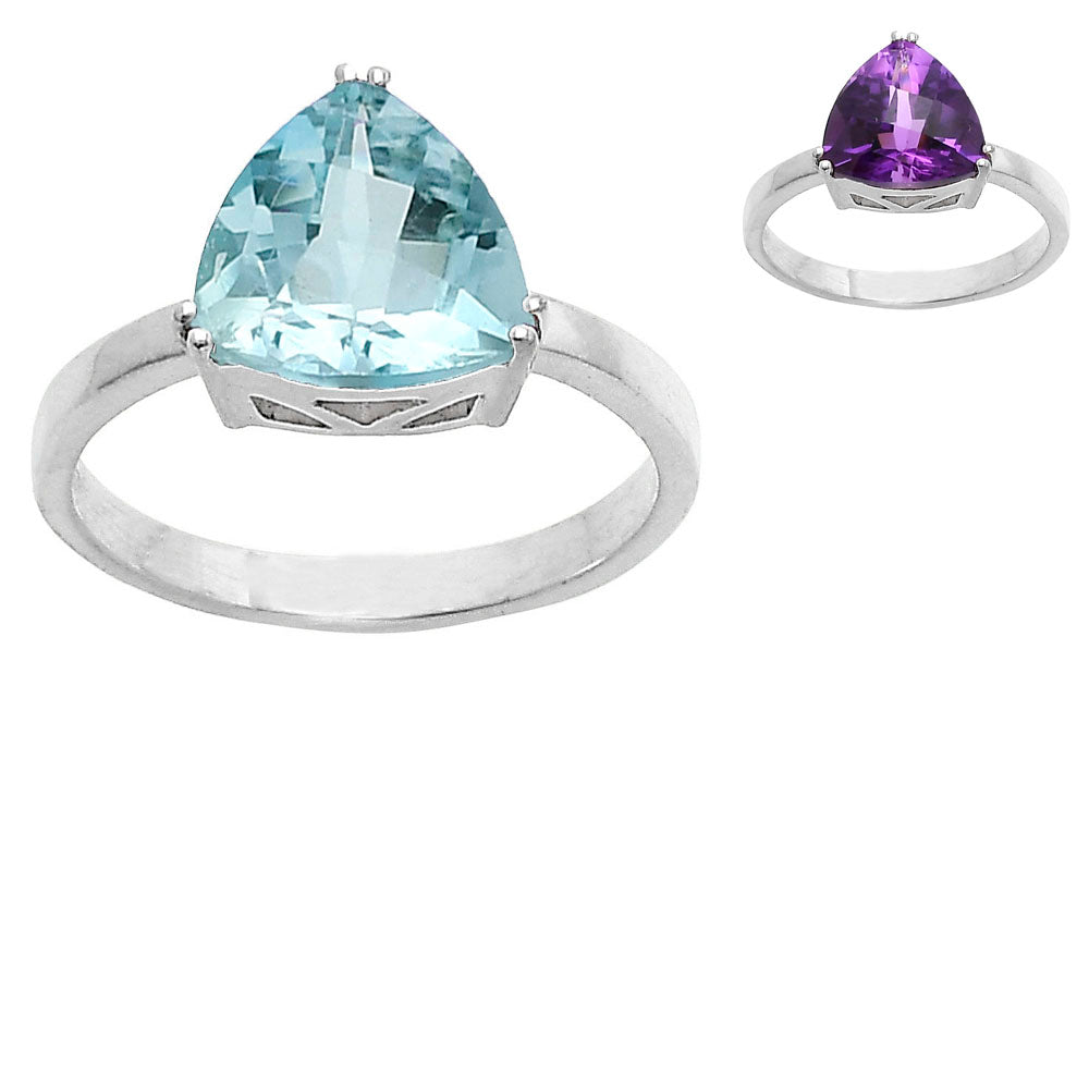 925 Silver Trillion Natural Gemstone Ring Handmade Sterling Jewelry DGR1108 R-1020