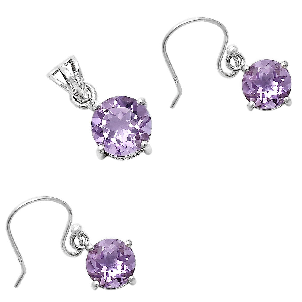 Round Gemstone 925 Sterling Silver Earrings & Pendant Jewelry Set DGT01052 T-1003
