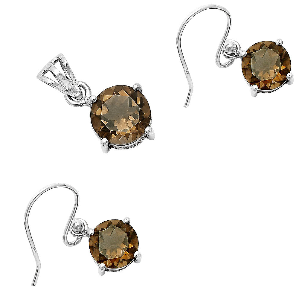 Round Gemstone 925 Sterling Silver Earrings & Pendant Jewelry Set DGT01052 T-1003