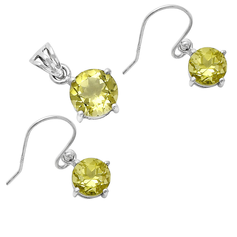 Round Gemstone 925 Sterling Silver Earrings & Pendant Jewelry Set DGT01052 T-1003