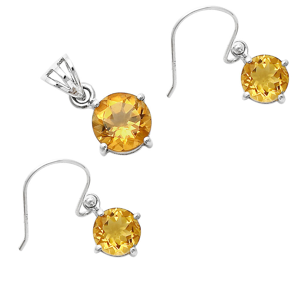 Round Gemstone 925 Sterling Silver Earrings & Pendant Jewelry Set DGT01052 T-1003