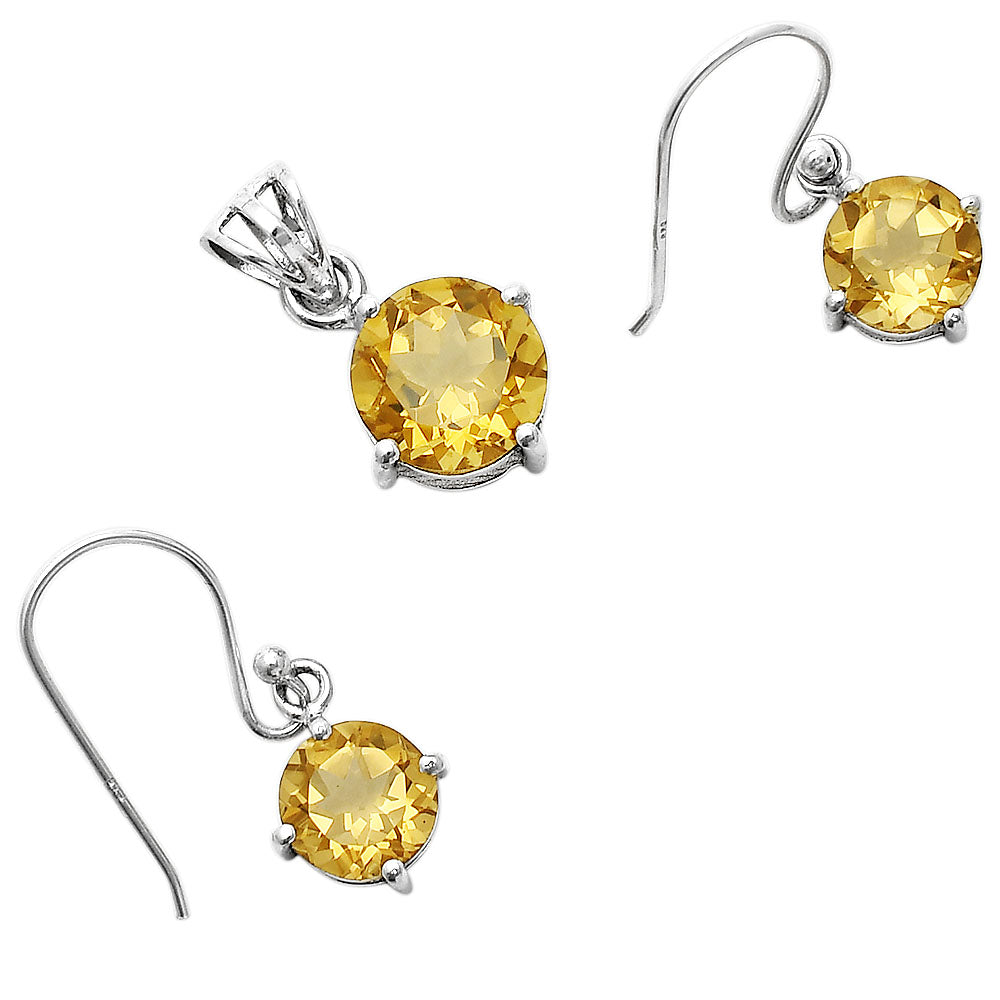 Round Gemstone 925 Sterling Silver Earrings & Pendant Jewelry Set DGT01052 T-1003