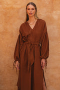 Denise Long Sleeve Linen Kimono Dress