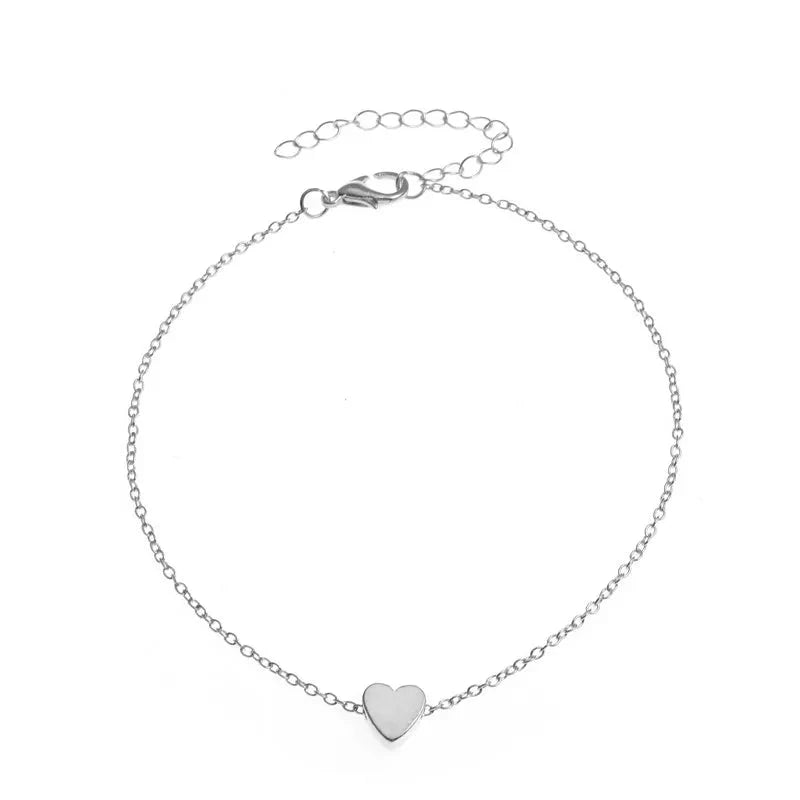 Trendy Beads Multilayer Summer Heart Anklet For Woman Bohemian Vintage Footwear Leg Bracelets 2021 Female Foot Jewelry Gifts New