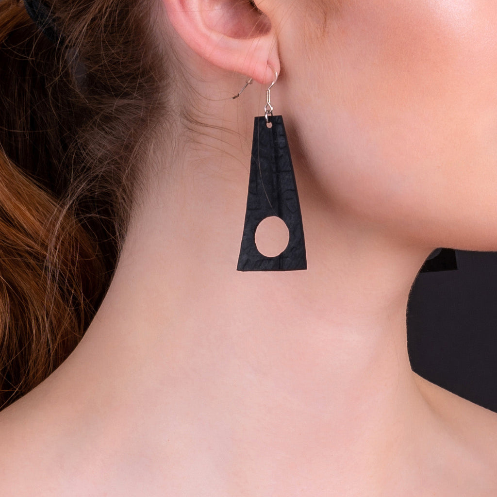 Block Recycled Rubber Earrings