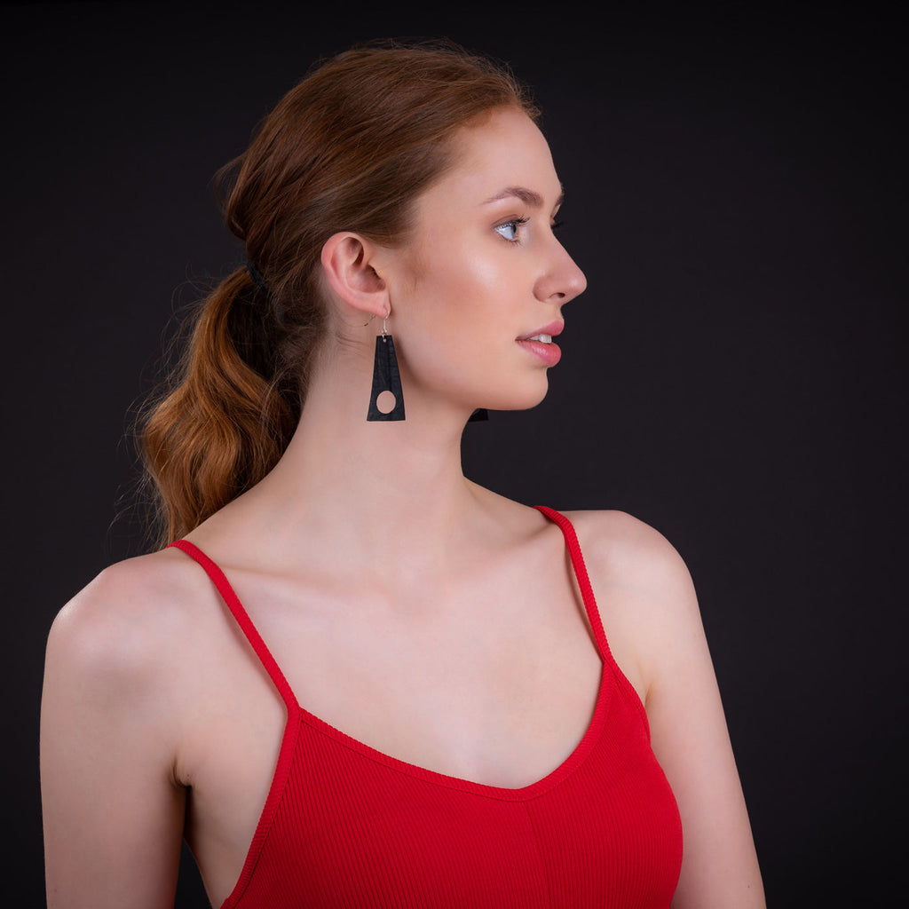 Block Recycled Rubber Earrings