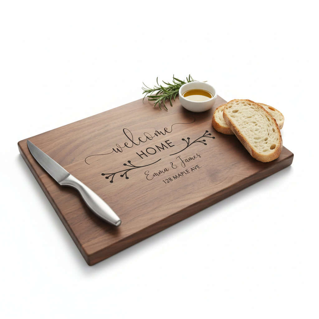 Personalized Walnut Cutting Board – Custom Engraved Wooden Kitchen Board