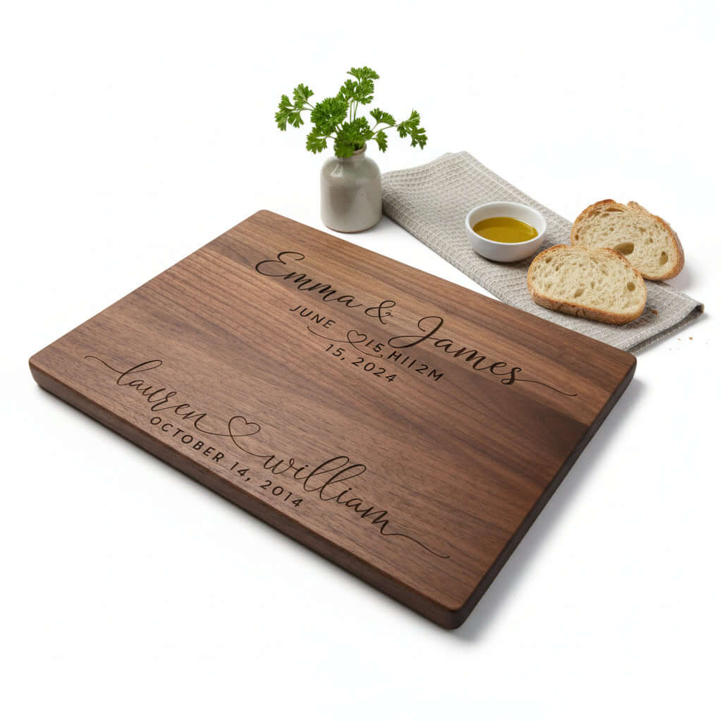 Personalized Walnut Cutting Board – Custom Engraved Wooden Kitchen Board