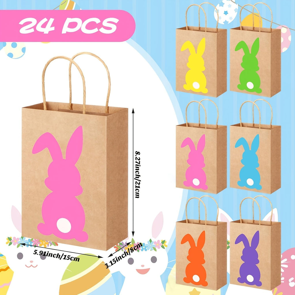 Easter Bunny Kraft Paper Gift Bags (24-Pack)